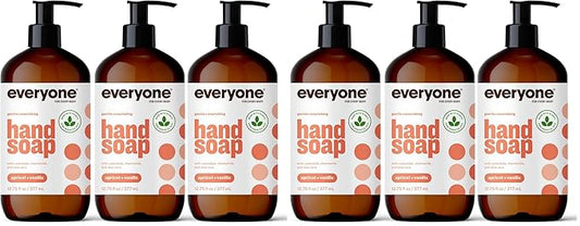 Everyone Liquid Hand Soap,12.75 Ounce,Apricot and Vanilla,Plant-Based Cleanser with Pure Essential Oils,(Pack of 6)
