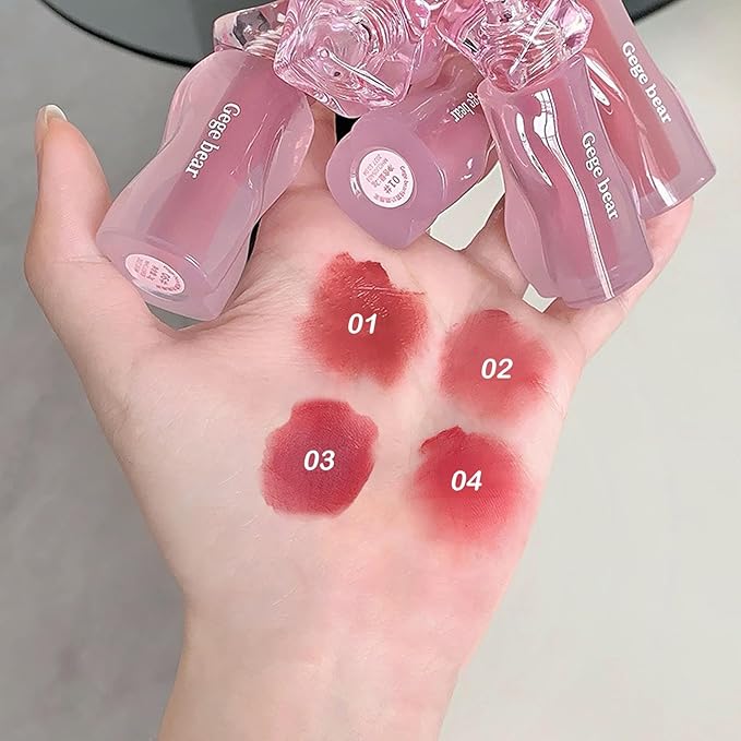 4Pcs Red Matte Liquid Lipstick Set,Long Lasting Soft Velvety Rich Color Ink Lip Cream,Lightweight Flawless Longwear Formula Nude Pink Brown Lipstick for Women