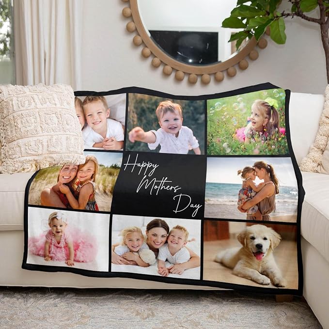 inkArts Custom Blanket with Photo, Personalized Blanket, Customized Photo Blankets, Customizable Picture Blankets, Personalized Photo Gifts for Mom Baby Kid Family Pet