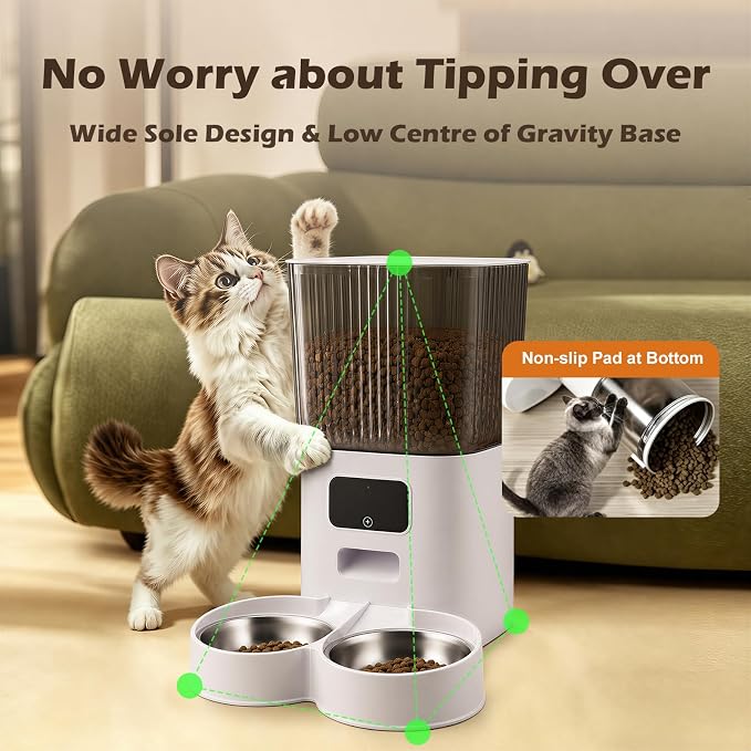 Automatic Cat Feeder with Camera, OIUMHRU 5G WiFi 7L Timed APP Control | 2K Pan/Tilt Camera, Automatic Dog and Cat Food Dispenser, Two-Way Audio, Night Vision, Motion Detection, Dual Bowls