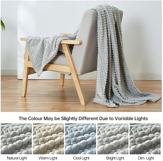 Simple&Opulence Gray Throw Blanket for Couch-Super Soft Fluffy Blankets for Women 50x70 Inches Cozy Lightweight Fleece Blanket for Home Decor