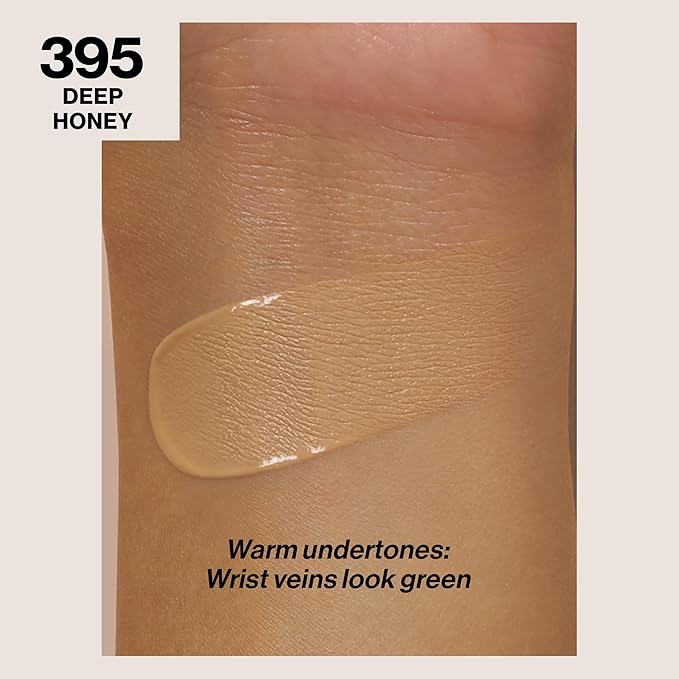 Revlon Liquid Foundation, ColorStay Face Makeup for Normal & Dry Skin, SPF 20, Longwear Medium-Full Coverage with Natural Finish, 395 Deep Honey, 1 Fl Oz