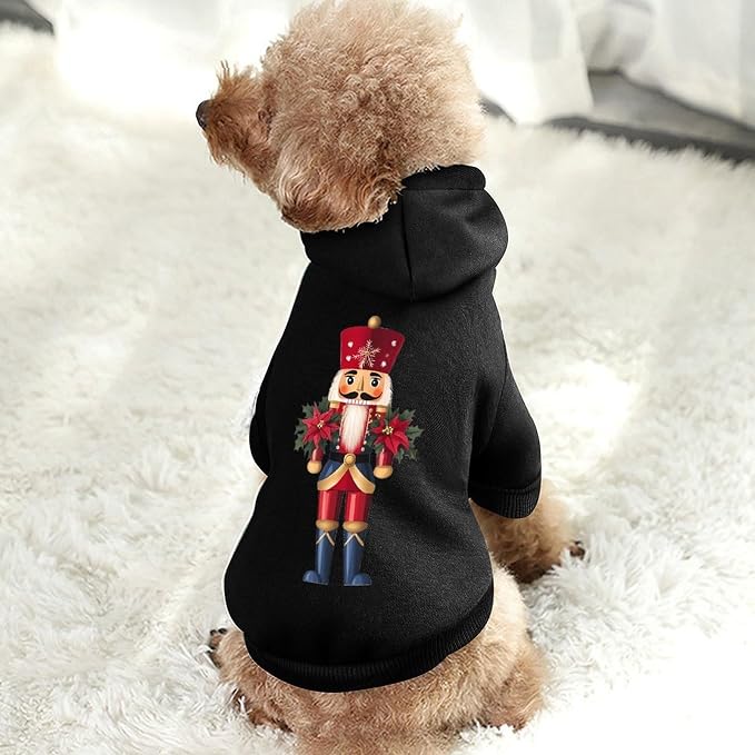 Nutcracker Christmas Poinsettias Cute Pet Clothes Soft Dog Clothing Warm Costume Hoodie Sweater for Cats and Dogs