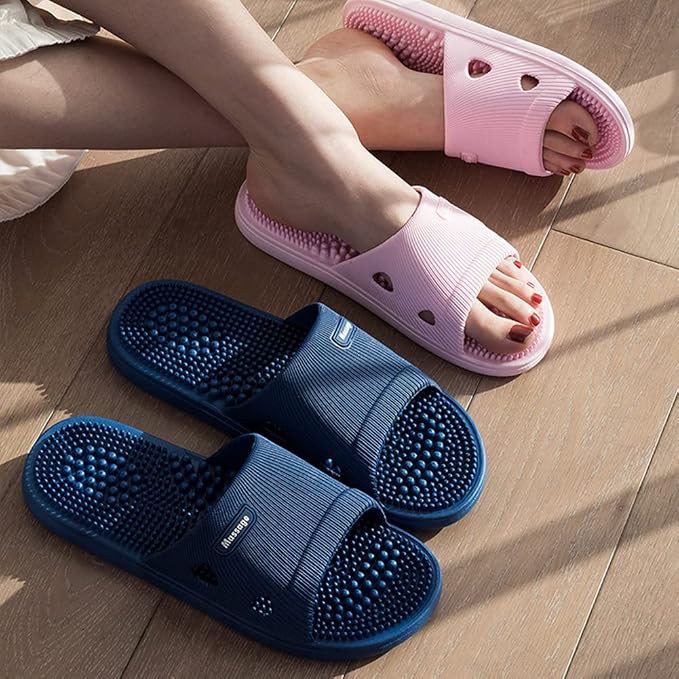 Acupressure Massage Slippers for Plantar Fasciitis for Women Acupuncture Slippers Arthritis Neuropathy Pain Relief Non-Slip Massage Sandals Women Stress Relief Gifts for Bath (US Men 6.5-7.5, Blue)