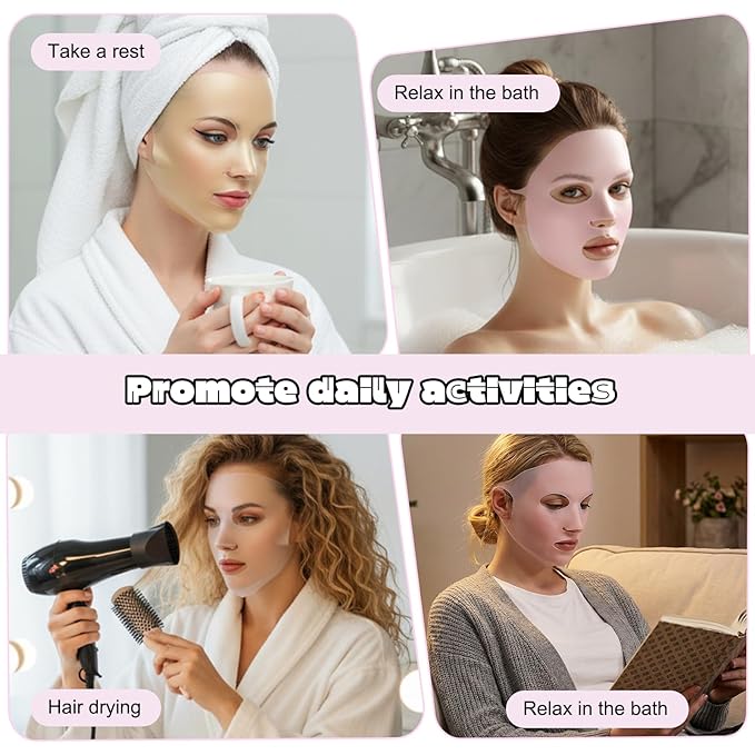 Lusofie 3Pcs Silicone Face Mask Holder Reusable - Wet Locking Firming Sheet Mask Cover For Skincare Beauty Tool Pink Gold White