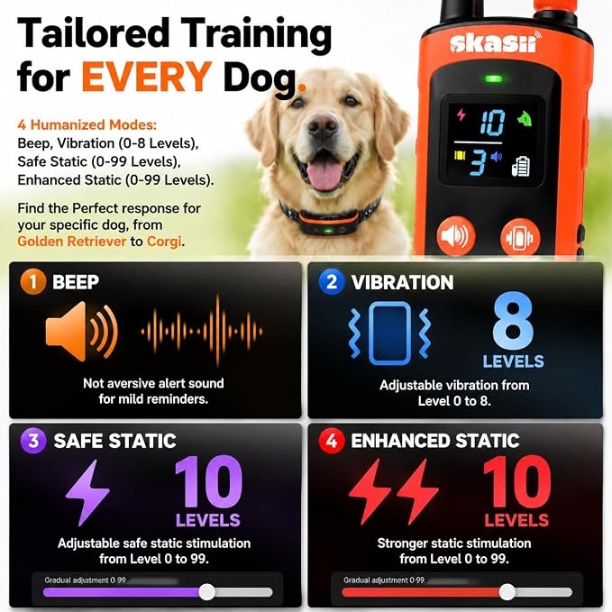 Dog Training Collar with Remote, for Small Medium Large Dogs, Orange