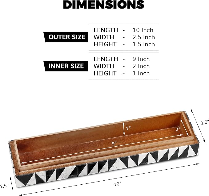 Handicrafts Home Decorative Remote Holder Box 10x2.5 – Slim Organizer Box with Lid for TV Remotes, Coffee Table Décor, Modern Shelf Box, Boho Home Décor Accent, Black and White Decorative Storage Box