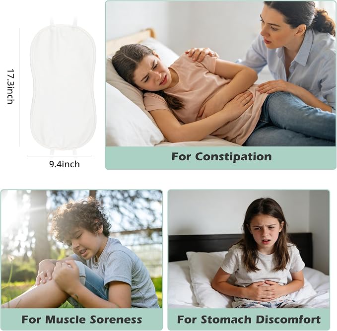 wegreeco Kids Castor Oil Pack Wrap, Reusable Kids Castor Oil Packs for Liver Stomach, Machine Washable Anti Oil Leak 1Pc with Adjustable Strap White (Oil Not Included)