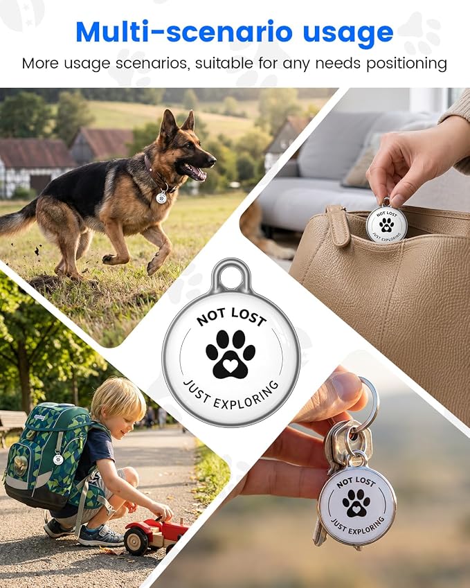 Pet GPS Tracker for Dog and Cat: No Subscription No Fee Small Tracking Tag for Dogs and Cats for Android and iOS - Waterproof Dustproof Smart Pets Trackers with Extra Long Battery Life of 360 Days