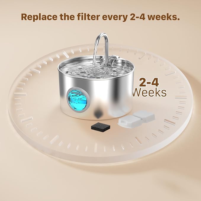 GIOTOHUN Pet Fountain Filter Replacement: 50 Cat Water Fountain Filter - 50 Pet Water Fountains Filters - 25 Filters & 25 Sponges - Suitable for ATMZIQXR GIOTOHUN KOOGMOON UMOCUOY IHOUONE HOOISE