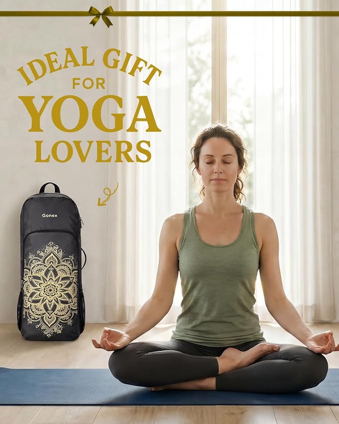 Gonex Yoga Mat Bag, 2 Carry Ways Yoga Backpack with Wet Compartment Metal Zippers for Women Men, Large Capacity Yoga Mat Carrier for Yoga, Gym, Travel