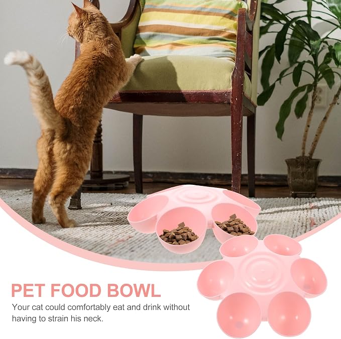 Hemobllo Flower Pet Feeding Bowl Multipurpose Cat Feeder and Dog Treats Dispenser Compartment Plastic Cat Feeder for Feeding and Drinking Smooth Surface 14.17 X 14.17 X 3.54 in