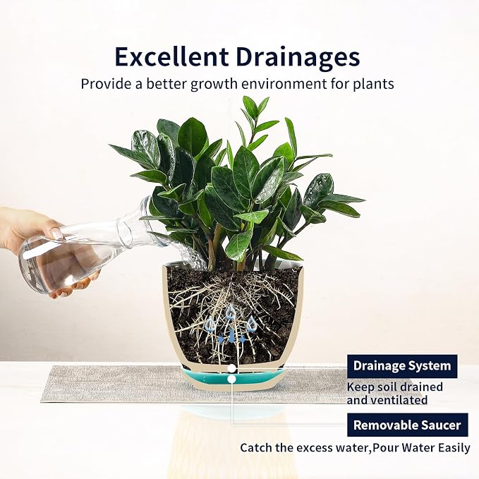 Selamica Ceramic Plant Pots, 4.6+5.6+6.5 Inch Planters with Drainage Holes & Saucer, Flower Pots for Indoor Plants, Home Decor, Set of 3, Assorted Colors
