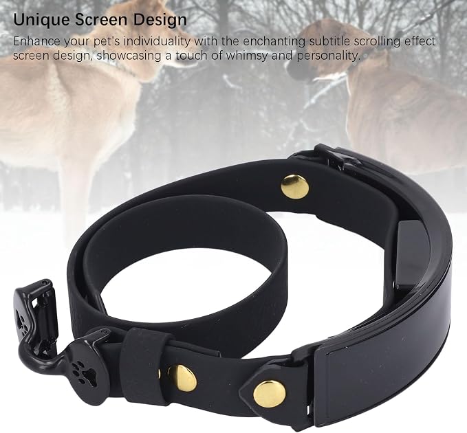 LED Dog Collar Smart DIY Screen Rechargeable Light Up Collar, Glowing Pet Necklace with APP Control, Luminous for Night Walking Safety, PU Leather Adjustable 25.6 inch (Green Light)