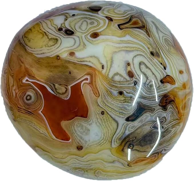 Natural Agate Chalcedony Stone – Silky gem Handheld Raw Polished Gemstone, Unique Silky-Banded Agate Crystal, Healing Energy Specimen for Collection or Home Décor