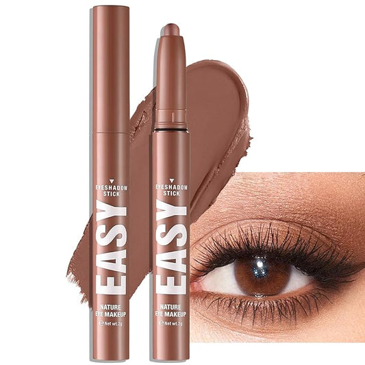 Reddish Brown Matte Eyeshadow Stick - Cream Neutral Eyes Shadow Pencil Buildable Brightener Crayon Eyeliner Highlighter Makeup, Lightweight Waterproof & Smudge Proof for Easy Quick Application