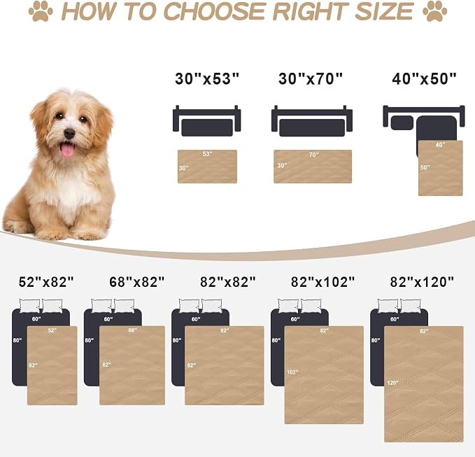 Smiry Waterproof Dog Bed Cover, Reversible Pet Blanket for Sofa Couch | Soft Washable Dog Blanket, Leakproof Couch Cover for Dogs Cats & Furniture Protection, 82x120, Camel/Beige