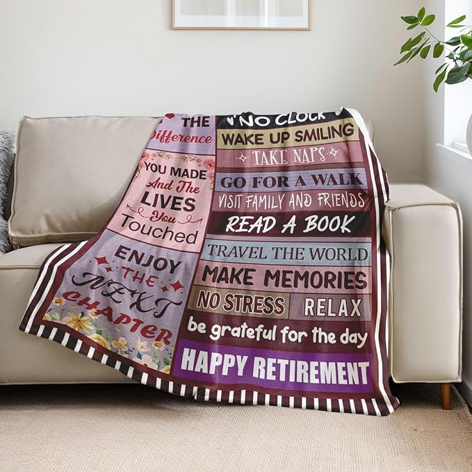 Retirement Gift for Woman or Men, Retirement Blanket for Women 50"X60" | Happy Retirement Party Decorations, Happy Retirement Gifts for Women Mom Teacher Nurse Coworker Retirees- Retirement Blanket