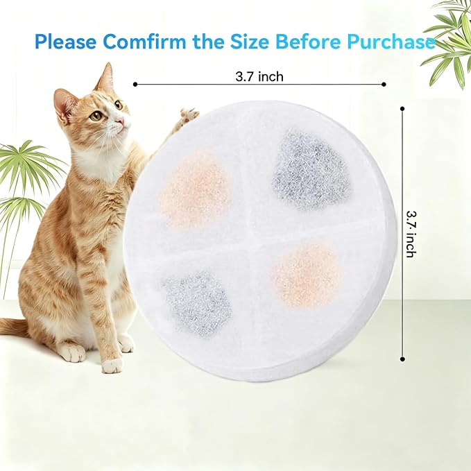 Wireless Cat Water Fountain Replacement Filters with Sponges Set for 3.5L | Compatible only with Livable Cat Water Fountain, Pet Fountain Filter Replacement
