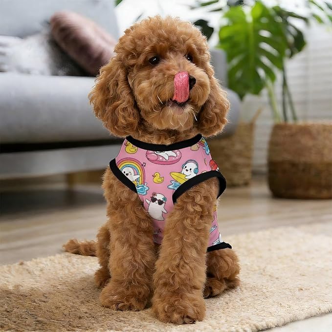 Halloween Pet Vest Spooky Pool Pet Shirts Large | cute boo Dog Shirt Vest cute pet Sleeveless Vests Ice Silk Dog T-Shirts holiday Dog Clothes Halloween Canine Wear