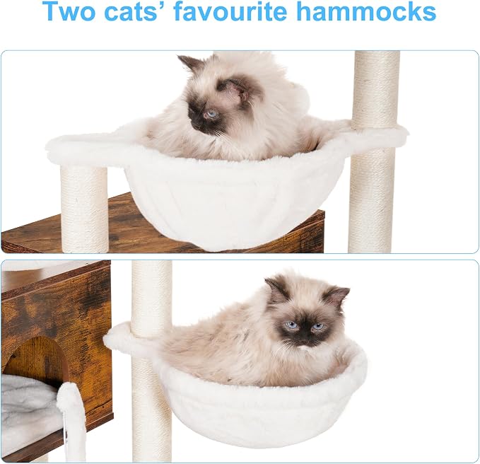 Hey-brother Cat Tree Tower, Wooden Litter Box Enclosure and Condo, MPJ115SR