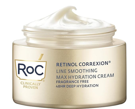RoC Retinol Correxion Max Hydration Anti-Aging Daily Face Moisturizer with Hyaluronic Acid, Fragrance-Free, Oil Free Skin Care, 1.7 Ounces (Packaging May Vary)
