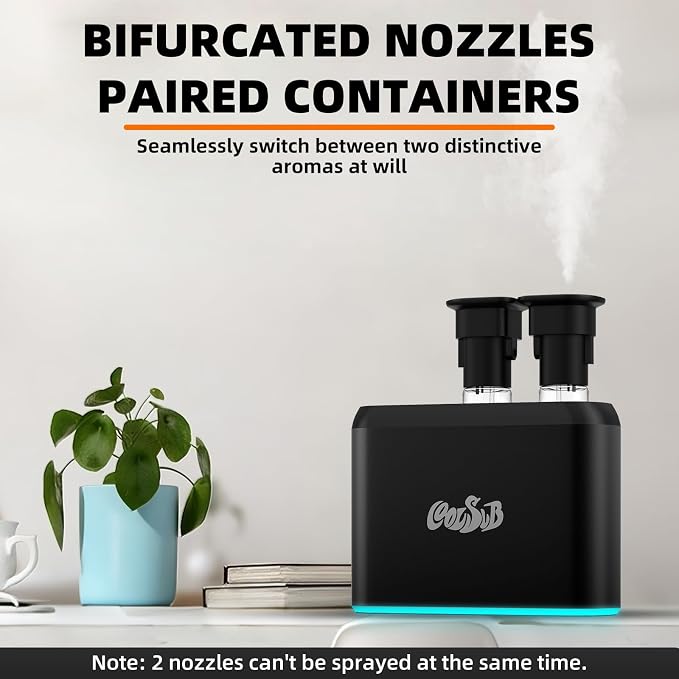 Smart Aroma Diffuser, Dual-Nozzle Waterless Essential Oil Diffuser with Cool Mist, Super Silent Aromatherapy Essential Oil Diffuser Battery Operated for Car, Home, Office Black