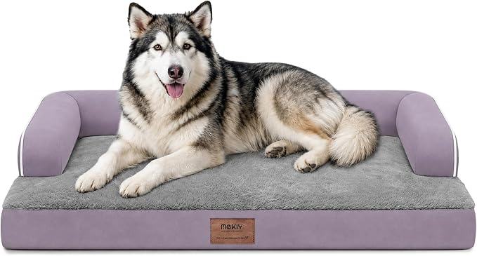 XXL Orthopedic Waterproof Dog Bed with Bolster for Extra Large Dogs | Pillow Support for Neck Relief, Egg Crate Foam, Waterproof Liner, Anti-Slip Bottom, Removable Bolster Cover, 45 x 35 Inch