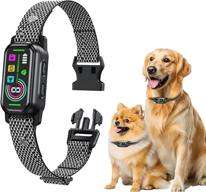 Dog Bark Collar for Large Medium Small Dogs, Rechargeable Smart IP67 Waterproof Anti Barking Training Collar with 8 Adjustable Sensitivity Beep/Vibration/Shock