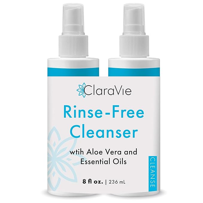 ClaraVie Rinse Free Body Wash and Shampoo and Perineal Cleanser, 2 Pack - 8 oz No Rinse Body Wash for Elderly - 3 in 1 Formula with Essential Oils - Moisturizing and Soothing for Fragile Skin
