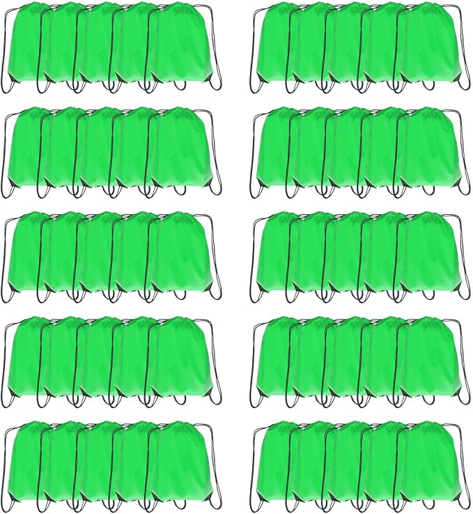 Drawstring Backpack Bulk 50 Packs Draw String Backpack Bags DIY Gym Sports Traveling Trip ride Pedestrianism Yoga Cinch Bag Sackpack Drawstring (green)
