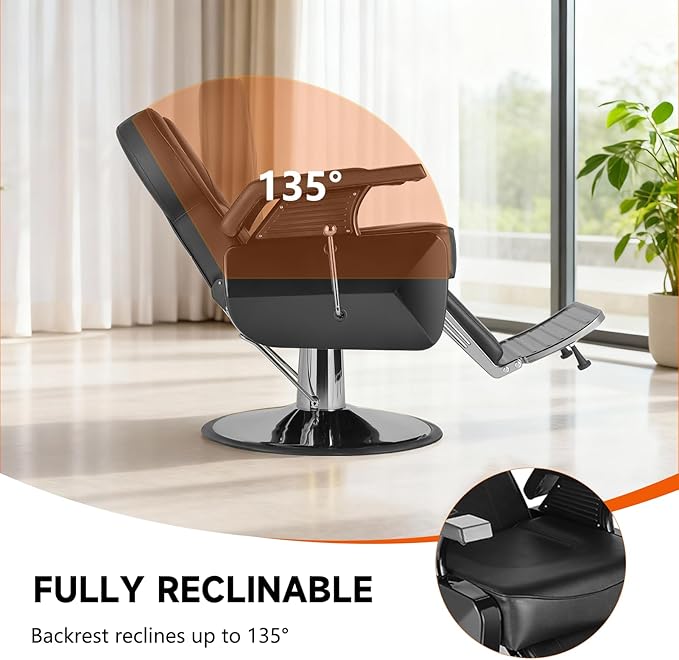 Barber Chair Hydraulic Reclining Salon Chair Styling Chairs Hair Chair 360 Degrees Rolling Swivel Barber Chairs for Barbershop Hair Salon Black