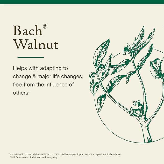 Bach Flower Remedies, Walnut - Adapt to Change - Natural Homeopathic Flower Essence for Emotional Balance - Vegan, Gluten Free, Sugar Free - 20mL Dropper