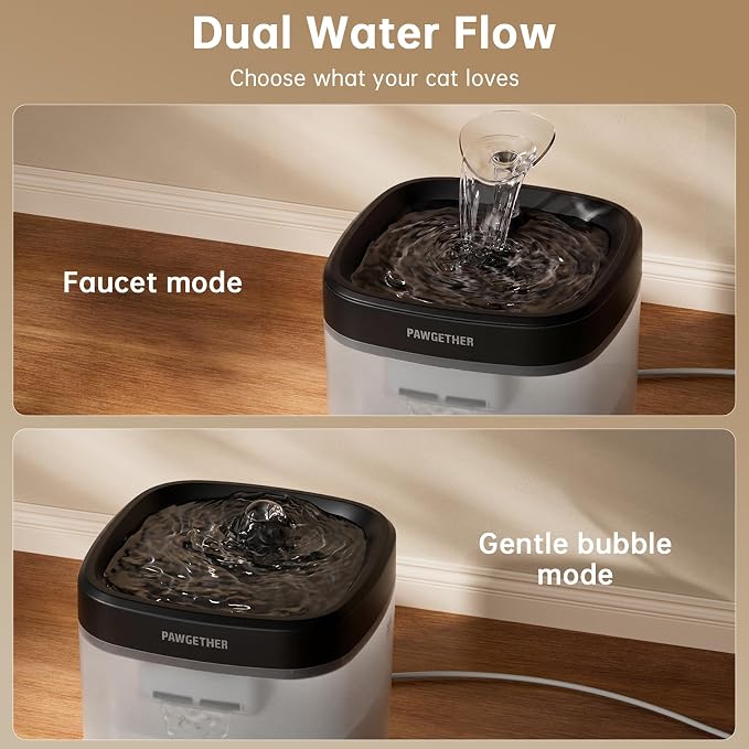 PAWGETHER® Cat Water Fountain with Wireless Pump 51oz/1.5L Dog Water Fountain, Ultra Quiet Automatic Pet Water Fountain Portable Indoor Outdoor Travel Small Dog Water Dispenser with Adapter Black