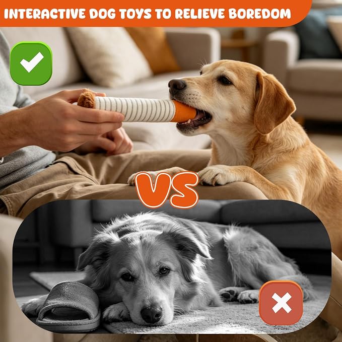 Wdmiya Funny Dog Toys for Small Medium Dogs, Squeaky Interactive Dog Toy | Hide and Seek Treat Hiding Burrow Toy, Plush Enrichment Toy, Birthday Gift and Photo Prop for Pet Lovers