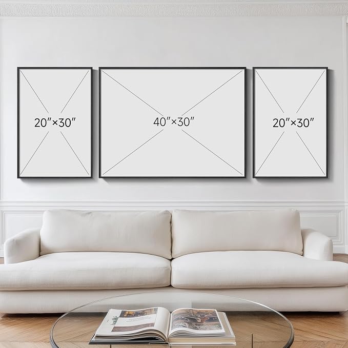 Extra Large Framed Modern Luxury Large Wall Art for Living Room, Set of 3 Piece Bright Style Abstract Paintings Artwork for Walls, Big Size Art Prints Pictures for Hallway Dining Room Office Wall Decor