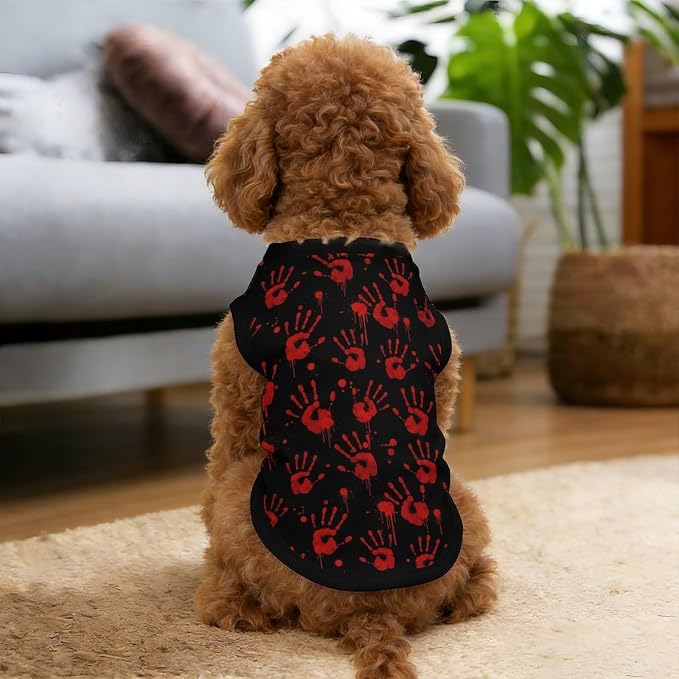 Halloween Pet Vest Bloody Hand Pet Shirts X-Small | blood Splatter Dog Shirt Vest cute pet Sleeveless Vests Ice Silk Dog T-Shirts holiday Dog Clothes Halloween Canine Wear