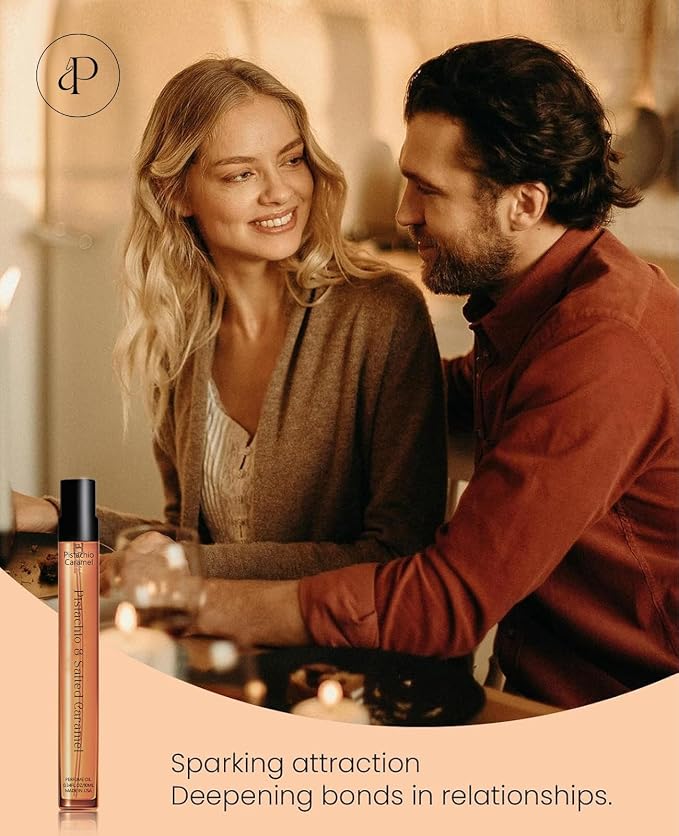 PUREAMOR Pheromones Perfumes for Women & Men, No. 62 Pistachio&Salted Caramel Fragrances, Also Mixed of Almond, Heliotrope Jasmine, Vanilla Notes,Travel Size Perfume Oil Spray, 0.34 fl.oz