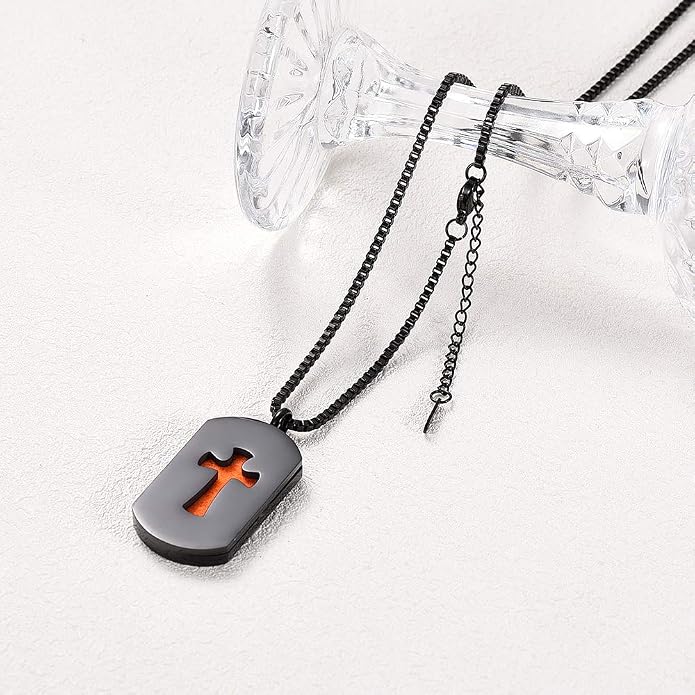 Cross Essential Oil Diffuser Necklace Aromatherapy Pendant Locket Jewelry Stainless Steel Perfume Necklace| 22 Adjustable Chain| 12 Refill Pads| Gift Box