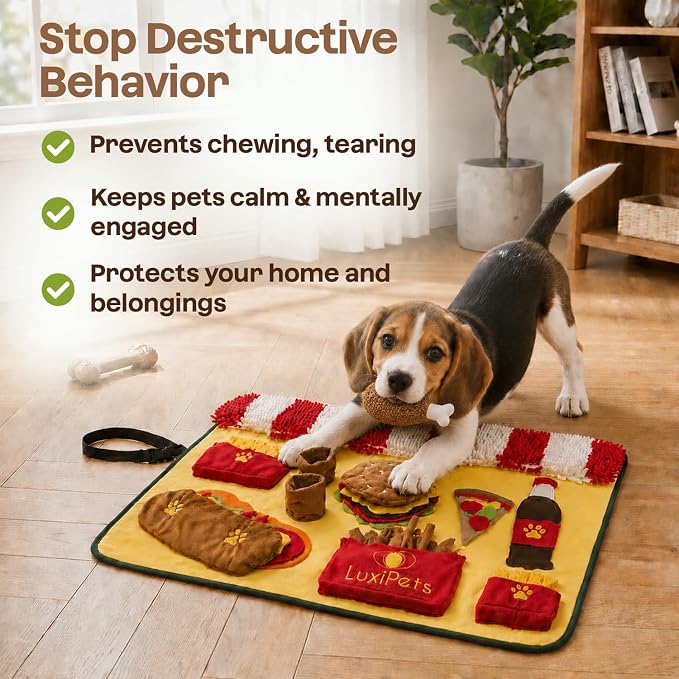 Interactive Dog Snuffle Mat for Slow Feed & Digestion Support - Large 31×24 in, Multicolor Mat with Washable Fleece, Non-Slip Backing - Mental Stimulation & Puzzle Toys for Dogs of All Breeds