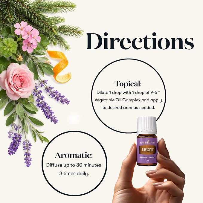 Young Living Envision Essential Oil Blend | 5ml | Aromatherapy Diffuser | Ideal for Massage & Meditation | Combines Black Spruce & Lavender | Vegan & Gluten-Free