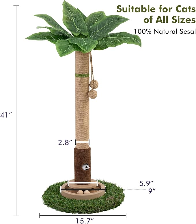 Tall Cat Scratching Post,Cat Toys,Cat Scratcher Tree for Large Cat | Heavy Duty,Protect Sofa,Modern Boho,Cat Ball Track,Cat Tree,For Indoor Cats