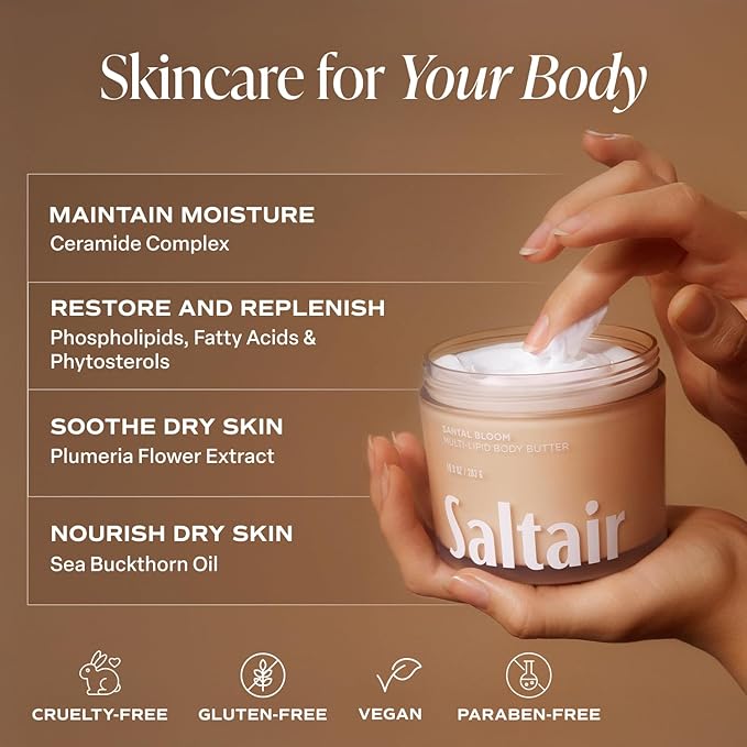 Saltair Smooth & Nourish Duo – KP Body Scrub + Santal Bloom Multi-Lipid Body Butter | Exfoliate & Deeply Moisturize for Soft, Radiant Skin