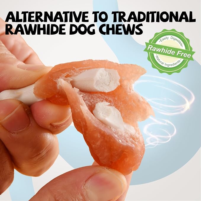 Dog Treats Chews Rawhide Free Chicken Calcium Bone Snacks 10.6OZ | Teeth Clean Breath Fresh Dog Training Treats Real Chicken for Small Dogs Medium Dogs Healthy Pet Snacks