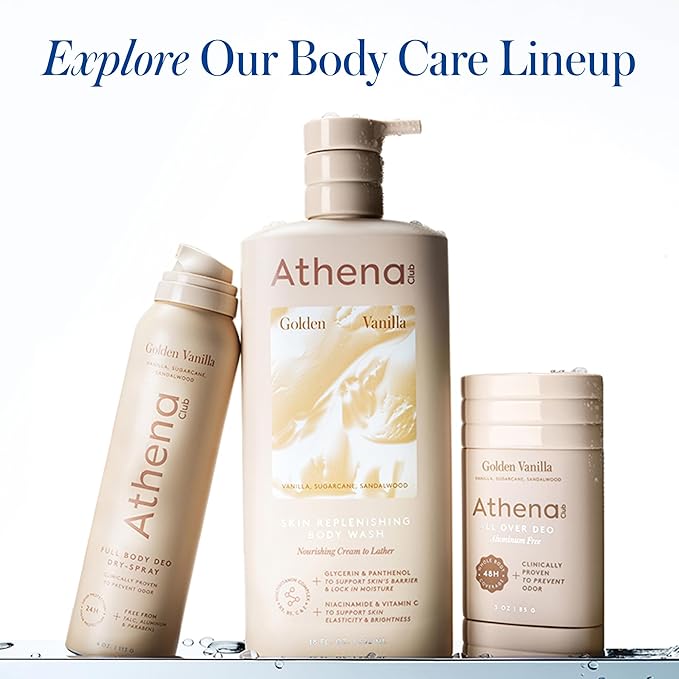 Athena Club Skin Replenishing Body Wash for Women, Sulfate Free Nourishing Cleanser with Niacinamide, Gently Cleanses Without Stripping, Sea Splash Fresh Scent, 18 fl oz