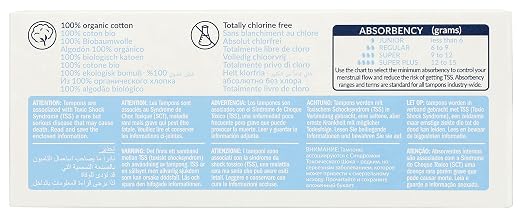 Natracare Non-Applicator 100% Organic Cotton Tampons, Super, Totally Chlorine Free, Biodegradable and Compostable (1 Pack, 20 Tampons Total)