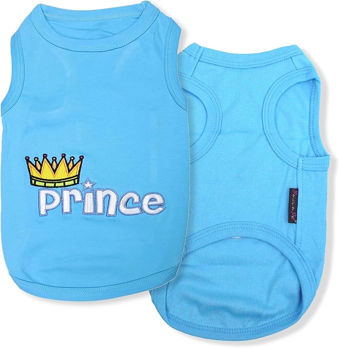 Parisian Pet Dog Shirt – 100% Cotton Shirts for Medium Dogs – Blue Sleeveless Puppy Clothes – Lightweight and Breathable Dog Apparel – Boy Dogs Clothes - Stretchy Pet T Shirts