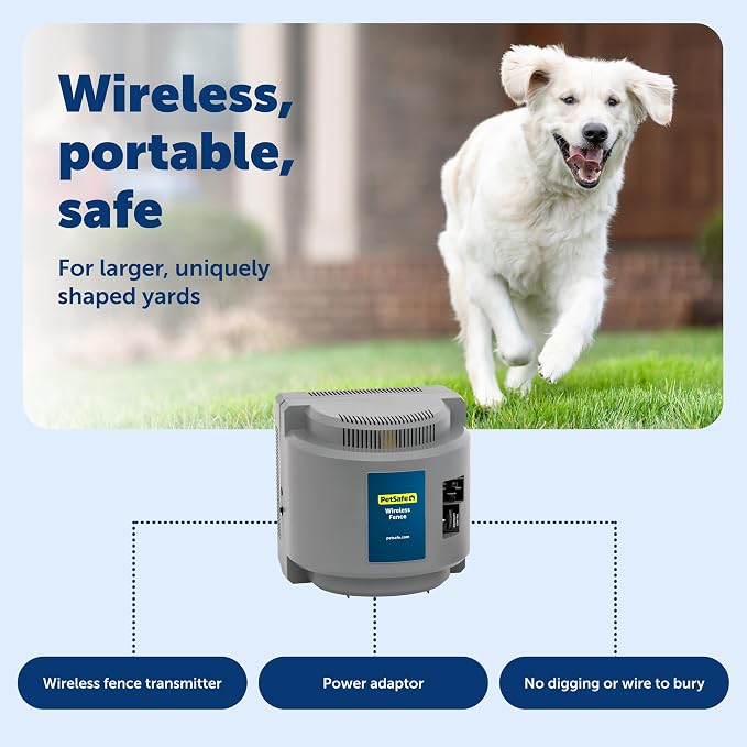 PetSafe Wireless Fence Extra Transmitter, Increase Your Existing Wireless Fence Boundary – Pet Containment for Dogs and Cats - From the Parent Company of the INVISIBLE FENCE Brand, Gray | Base Unit Only, Replacement, Extra, Expand Existing PetSafe Wire...
