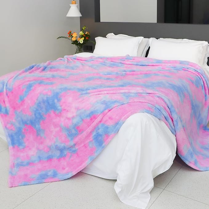 MUGD Lightweight Blanket Fleece Large Blanket Blue Throw Blanket for Bed King Size