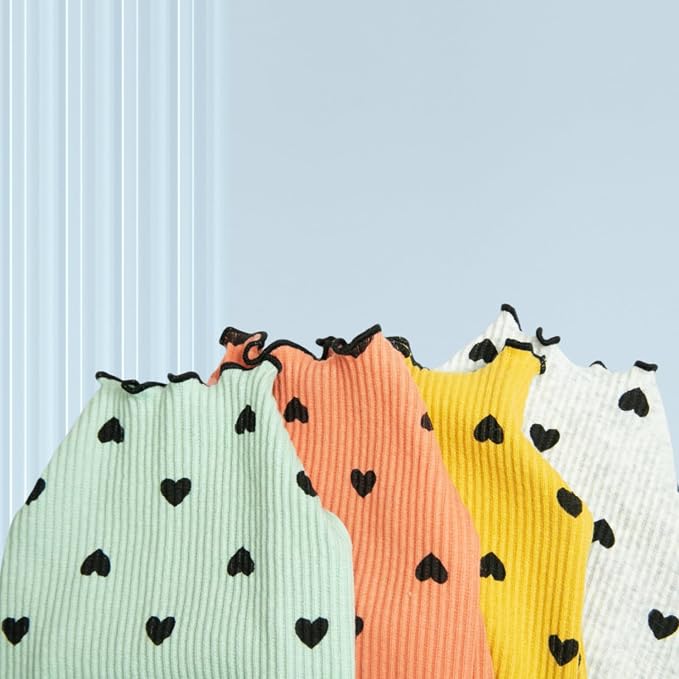 Pet Clothes for Small Dogs Cat Summer Fall Heart Print Shirt Stretchable Ruffle Long Sleeve Outfits for Chihuahua Schnauzer Shih Tzu Yorkie (Orange, Large)